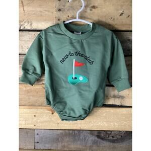 Newborn Baby Welcome To The Club Golf Long Sleeve Body Suit Green 0-3months